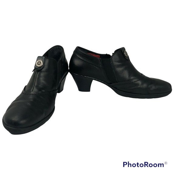 Reiker Women's Size 10 Black Leather Casual Shoes, Size Zip, Elastic Foot Gusset - Picture 1 of 8